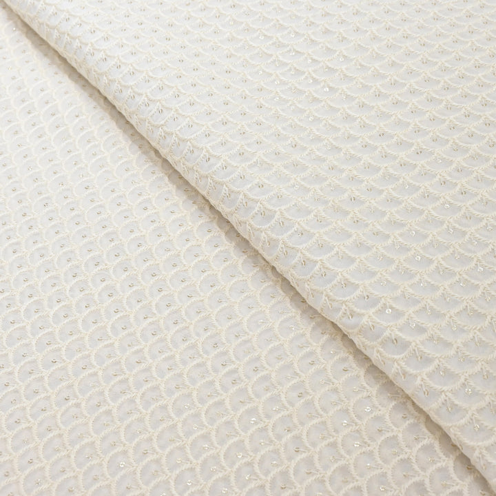 Premium Dyeable Georgette Thread & Sequins Embroidery Designer Fabric SC0R227
