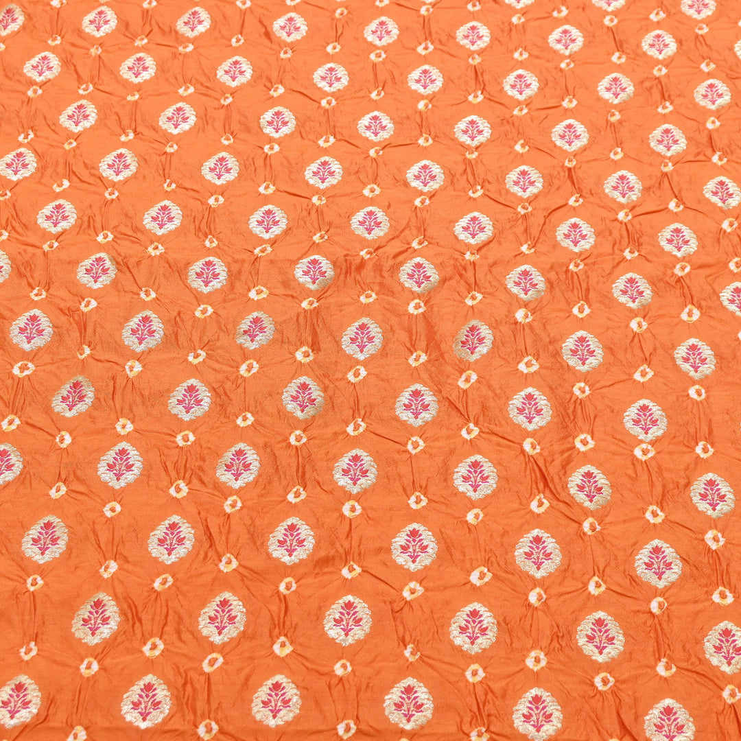 Premium Pure Chiniya Tifli Bandhej Brocade Fabric | Bandhej Fabric | ASE100-01