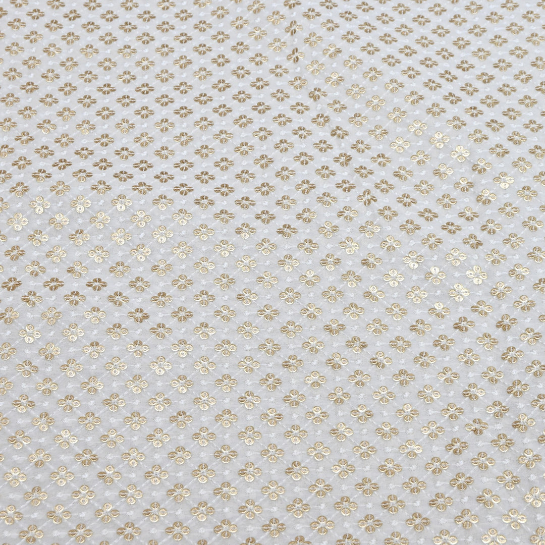 Premium Dyeable Georgette Thread & Sequins Embroidery Designer Fabric M12301