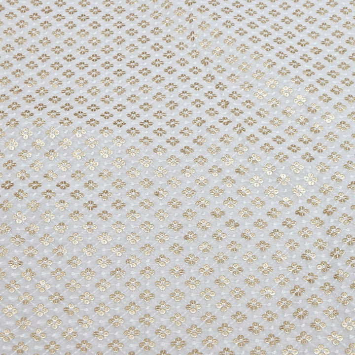 Premium Dyeable Georgette Thread & Sequins Embroidery Designer Fabric M12301
