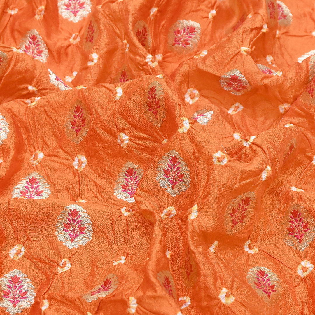 Premium Pure Chiniya Tifli Bandhej Brocade Fabric | Bandhej Fabric | ASE100-01