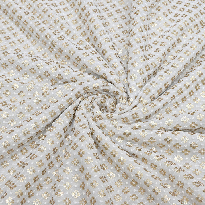 Premium Dyeable Georgette Thread & Sequins Embroidery Designer Fabric M12301