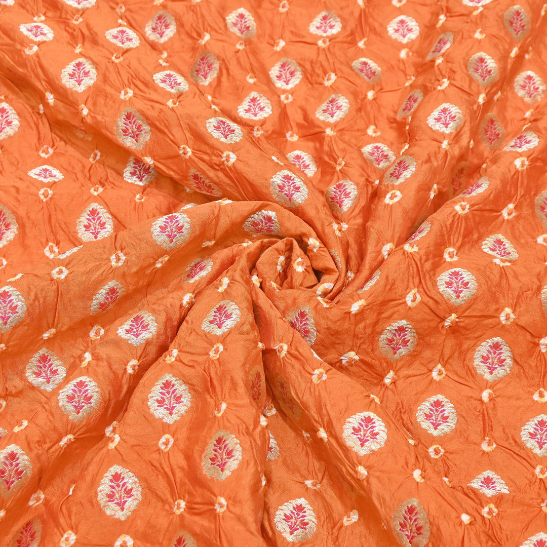 Premium Pure Chiniya Tifli Bandhej Brocade Fabric | Bandhej Fabric | ASE100-01