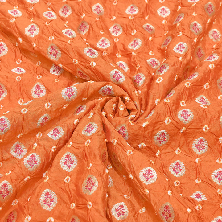 Premium Pure Chiniya Tifli Bandhej Brocade Fabric | Bandhej Fabric | ASE100-01