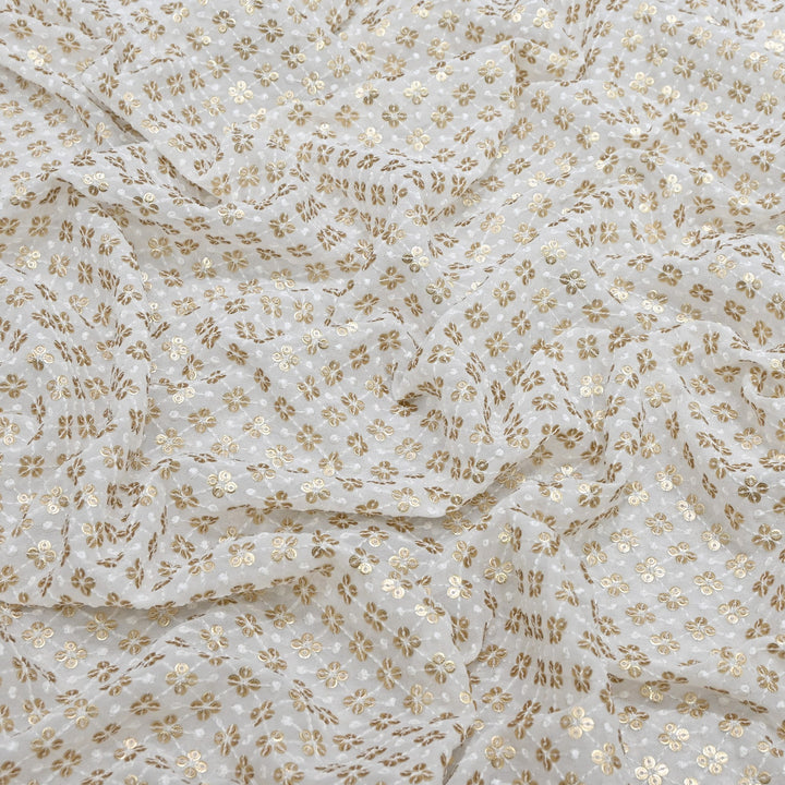 Premium Dyeable Georgette Thread & Sequins Embroidery Designer Fabric M12301