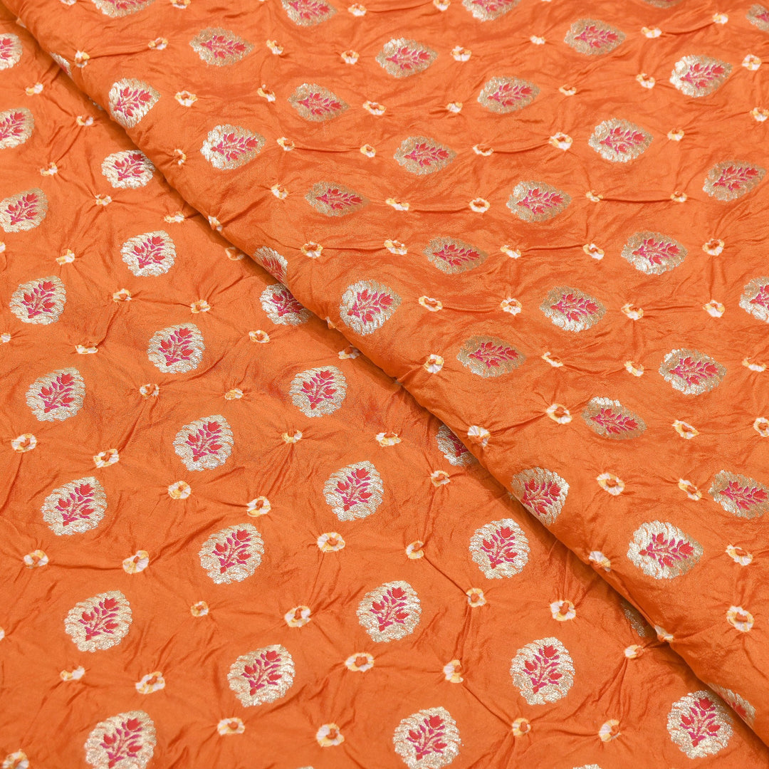 Premium Pure Chiniya Tifli Bandhej Brocade Fabric | Bandhej Fabric | ASE100-01