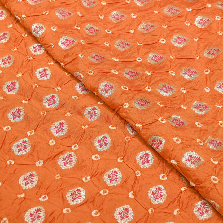 Premium Pure Chiniya Tifli Bandhej Brocade Fabric | Bandhej Fabric | ASE100-01