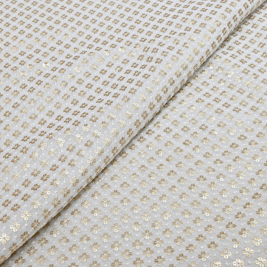 Premium Dyeable Georgette Thread & Sequins Embroidery Designer Fabric M12301
