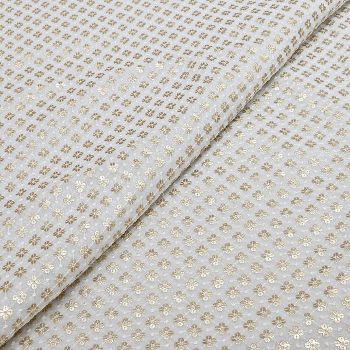 Premium Dyeable Georgette Thread & Sequins Embroidery Designer Fabric M12301