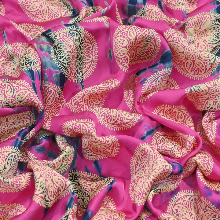 Bemberg Satin Digital Discharge Print Fabric 44" – Premium Soft Designer Fabric - DIS280-7