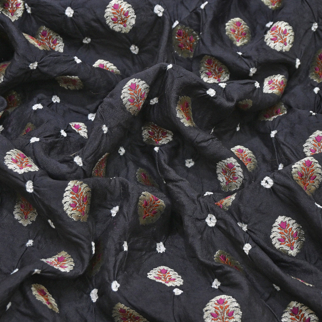 Premium Pure Chiniya Tifli Bandhej Brocade Fabric | Bandhej Fabric | ASE100-02