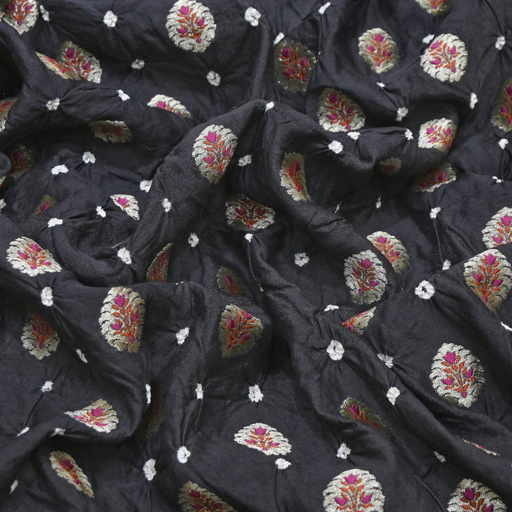Premium Pure Chiniya Tifli Bandhej Brocade Fabric | Bandhej Fabric | ASE100-02