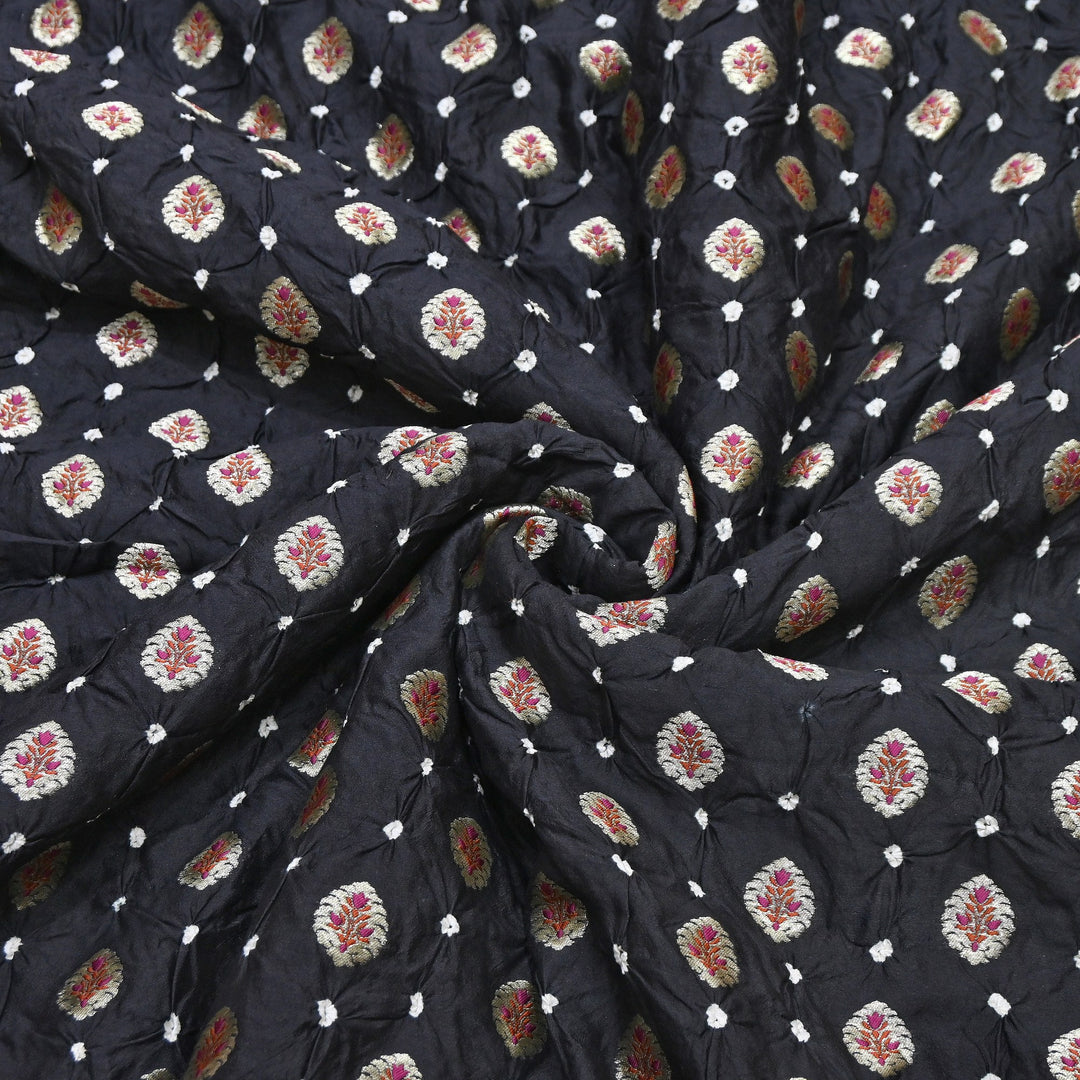 Premium Pure Chiniya Tifli Bandhej Brocade Fabric | Bandhej Fabric | ASE100-02