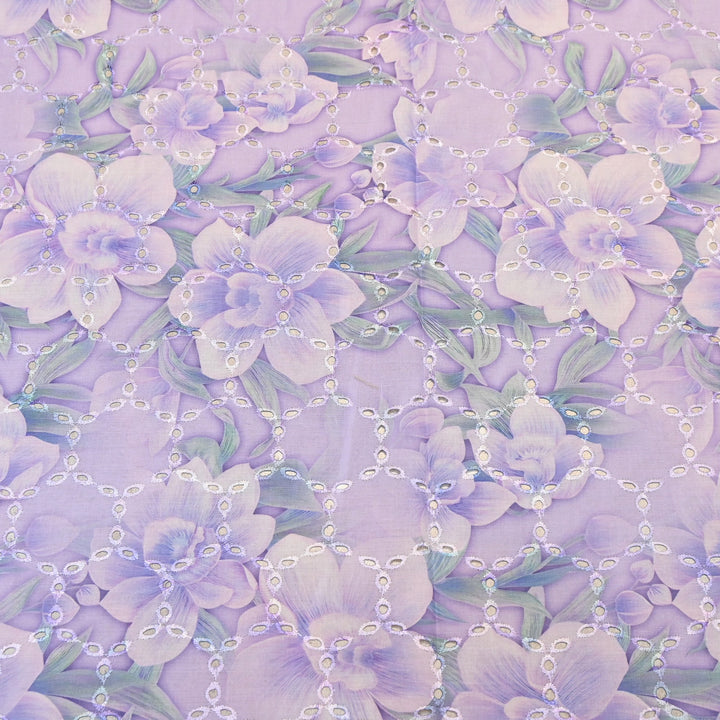 Premium Cotton Cutwork Digital Print Chicken Embroidery Fabric | Floral Designer Cotton Fabric-G16908G-5