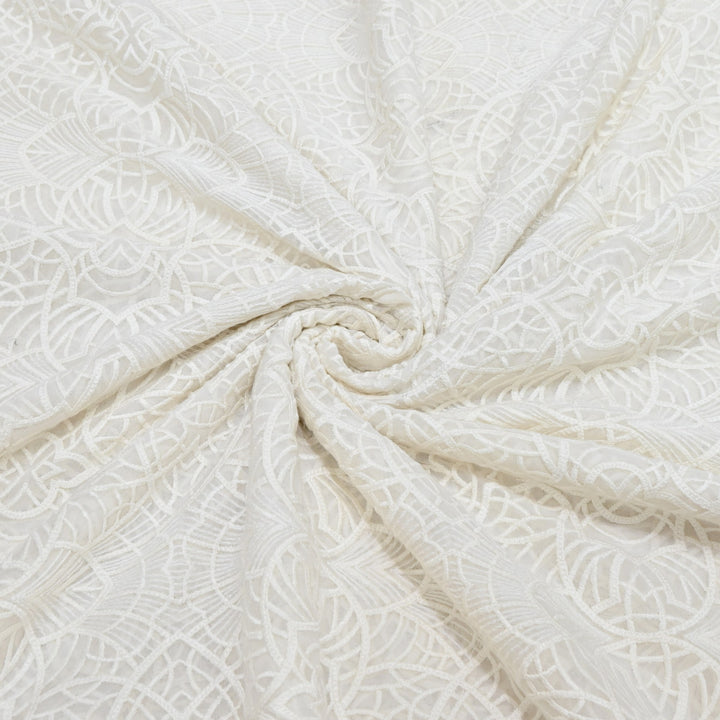 Premium Dyeable Georgette Thread Embroidery Designer Fabric SC0R222