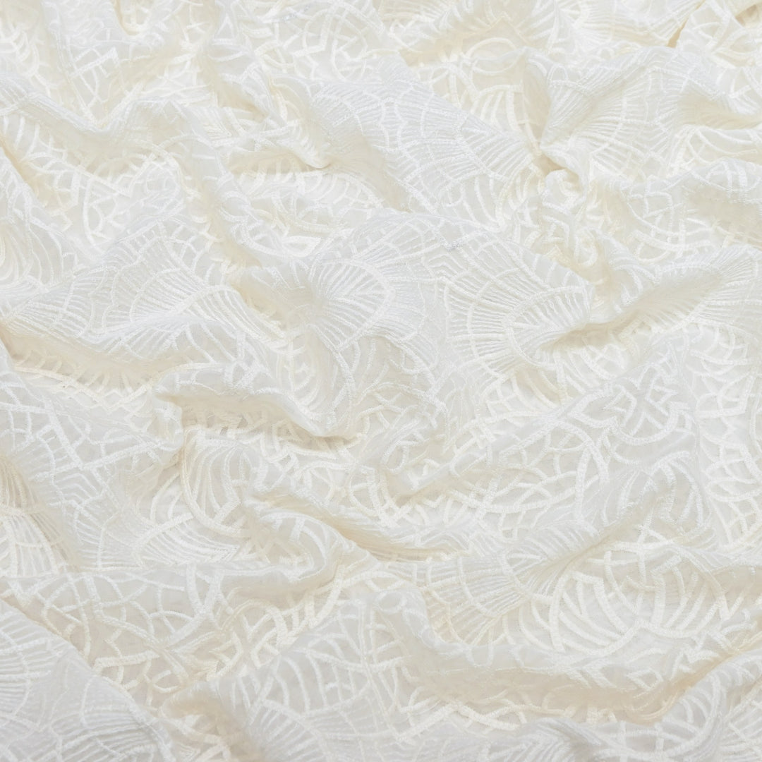 Premium Dyeable Georgette Thread Embroidery Designer Fabric SC0R222