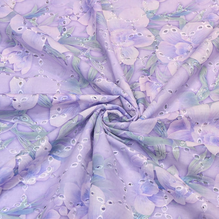 Premium Cotton Cutwork Digital Print Chicken Embroidery Fabric | Floral Designer Cotton Fabric-G16908G-5