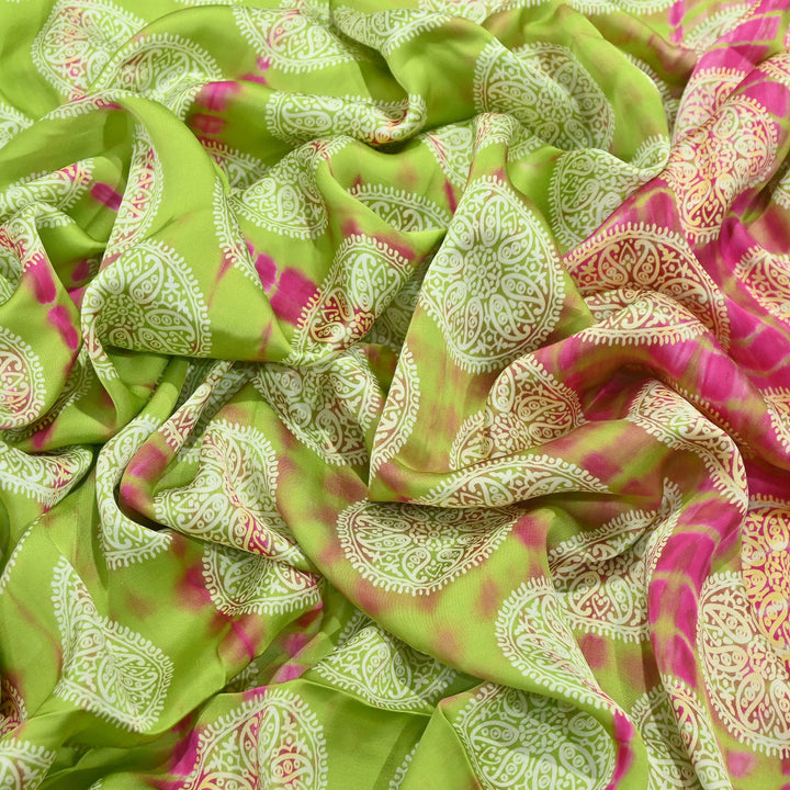 Bemberg Satin Digital Discharge Print Fabric 44" – Premium Soft Designer Fabric - DIS280-9