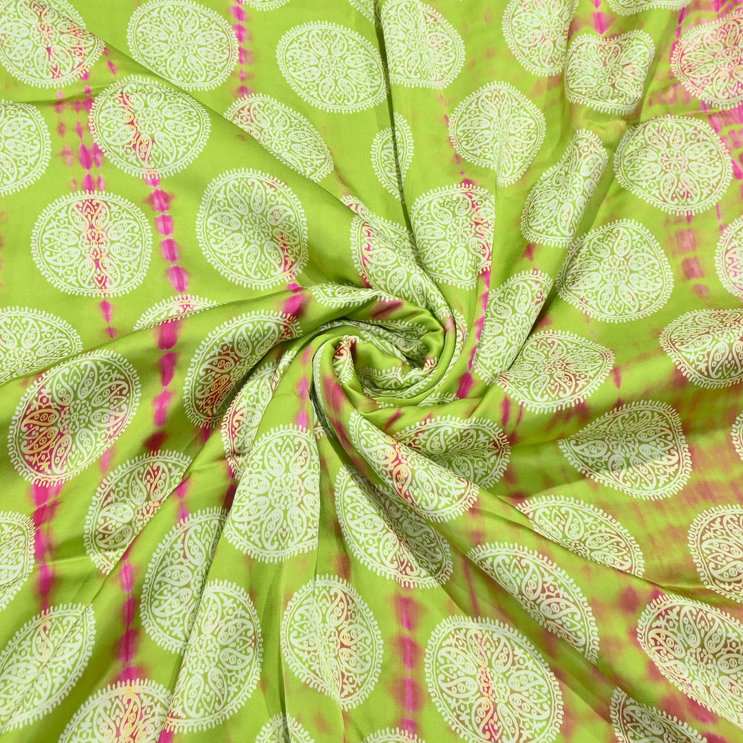 Bemberg Satin Digital Discharge Print Fabric 44" – Premium Soft Designer Fabric - DIS280-9