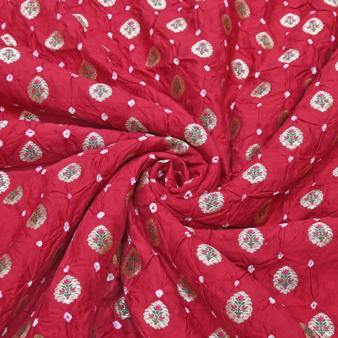 Premium Pure Chiniya Tifli Bandhej Brocade Fabric | Bandhej Fabric | ASE100-09