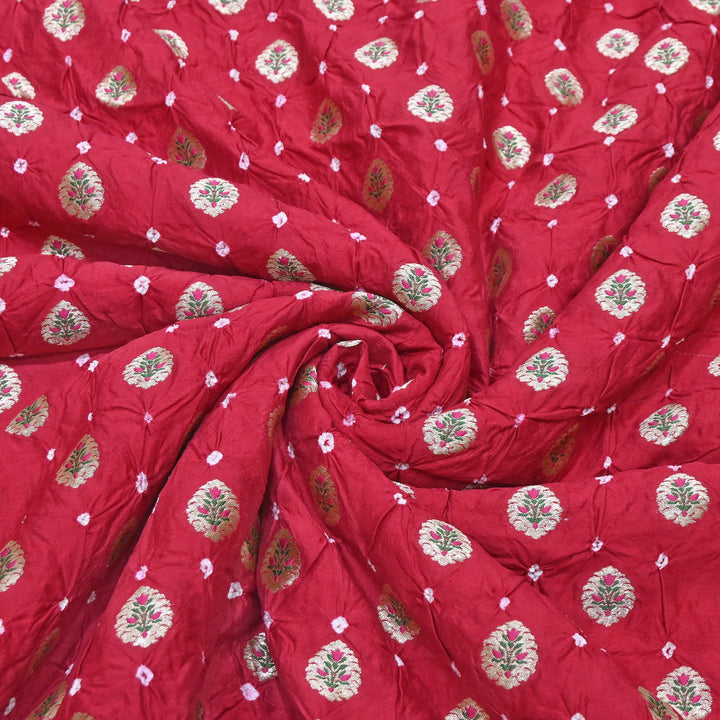 Premium Pure Chiniya Tifli Bandhej Brocade Fabric | Bandhej Fabric | ASE100-09