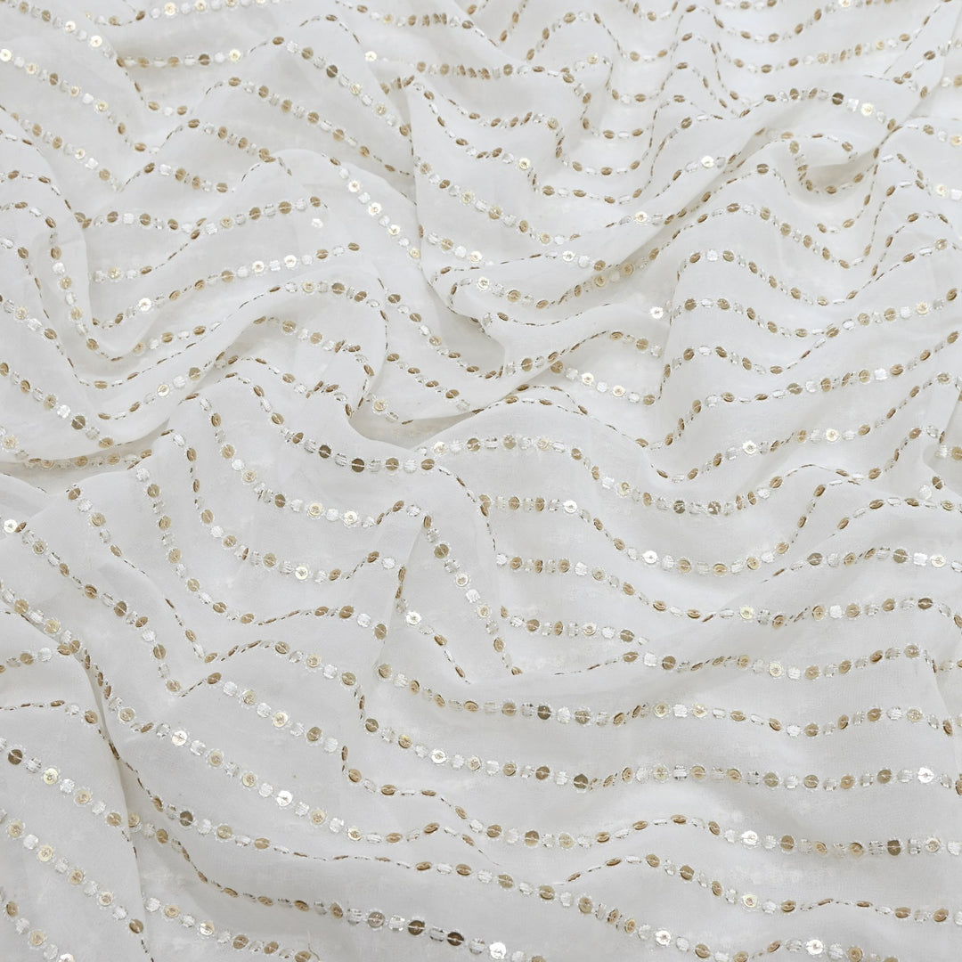 Premium Dyeable Viscose Georgette Sequins Embroidery Designer Fabric PN2880