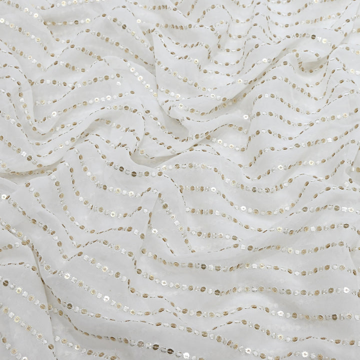 Premium Dyeable Viscose Georgette Sequins Embroidery Designer Fabric PN2880