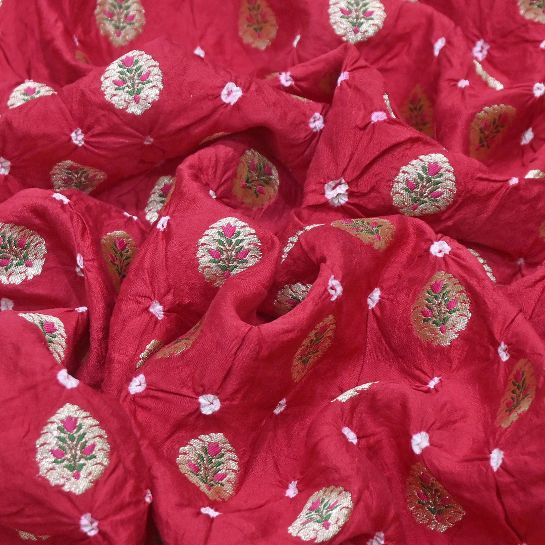 Premium Pure Chiniya Tifli Bandhej Brocade Fabric | Bandhej Fabric | ASE100-09