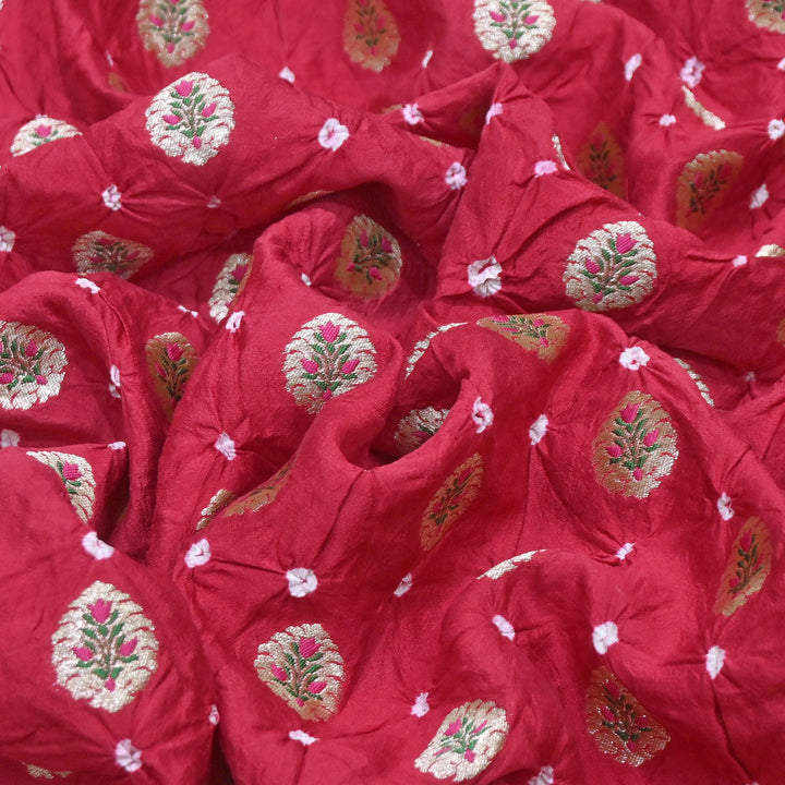 Premium Pure Chiniya Tifli Bandhej Brocade Fabric | Bandhej Fabric | ASE100-09
