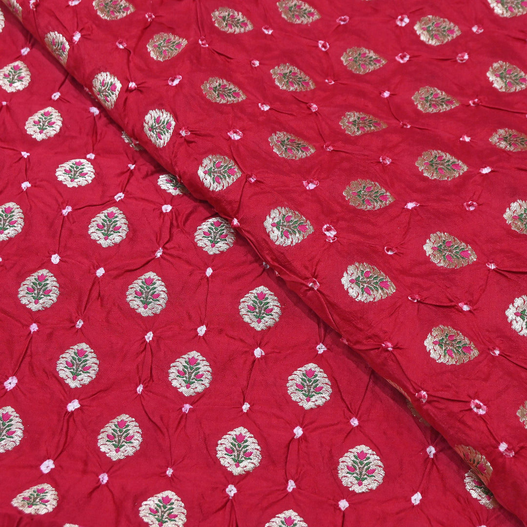 Premium Pure Chiniya Tifli Bandhej Brocade Fabric | Bandhej Fabric | ASE100-09