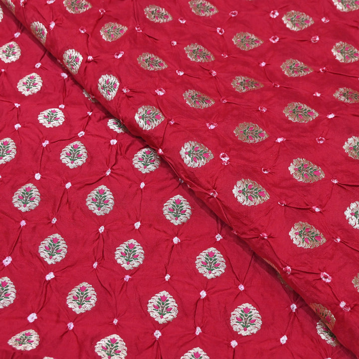 Premium Pure Chiniya Tifli Bandhej Brocade Fabric | Bandhej Fabric | ASE100-09