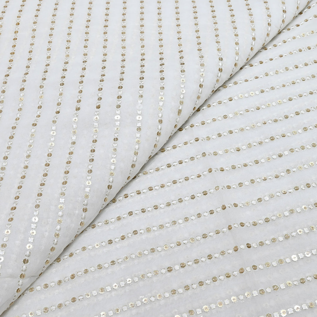 Premium Dyeable Viscose Georgette Sequins Embroidery Designer Fabric PN2880