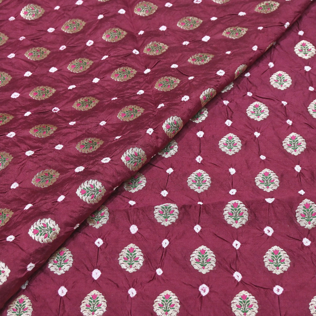 Premium Pure Chiniya Tifli Bandhej Brocade Fabric | Bandhej Fabric | ASE100-10