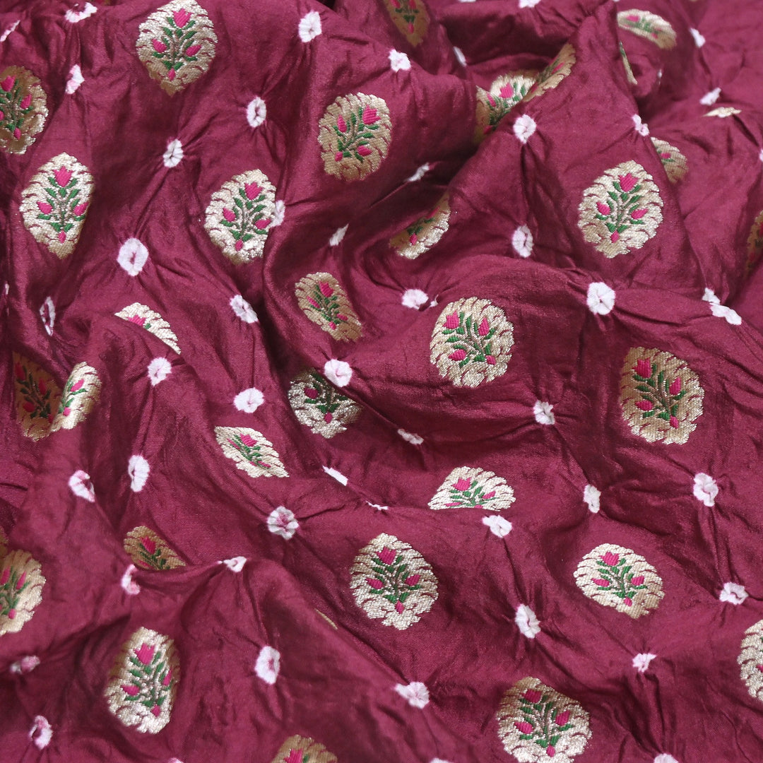 Premium Pure Chiniya Tifli Bandhej Brocade Fabric | Bandhej Fabric | ASE100-10