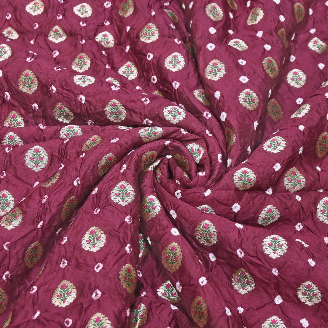 Premium Pure Chiniya Tifli Bandhej Brocade Fabric | Bandhej Fabric | ASE100-10