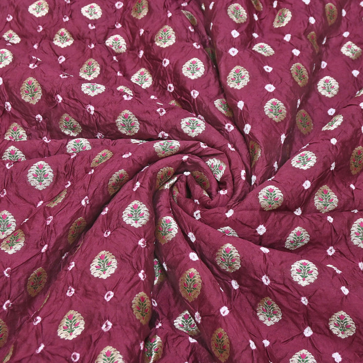 Premium Pure Chiniya Tifli Bandhej Brocade Fabric | Bandhej Fabric | ASE100-10