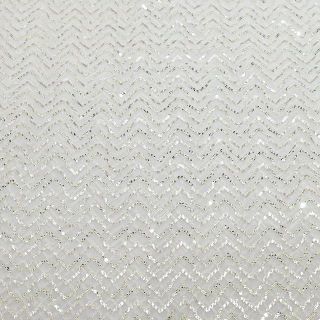Premium Dyeable Viscose Georgette Sequins Embroidery Designer Fabric SC0R78