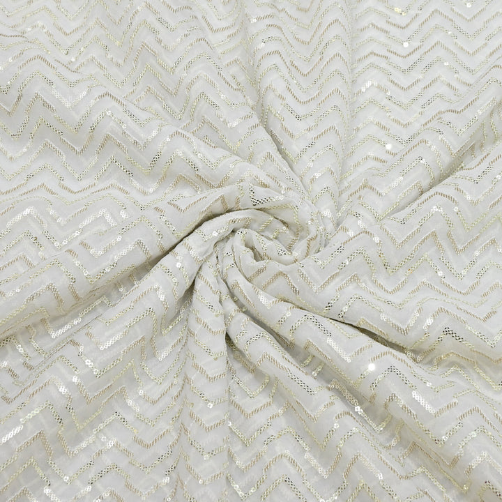 Premium Dyeable Viscose Georgette Sequins Embroidery Designer Fabric SC0R78