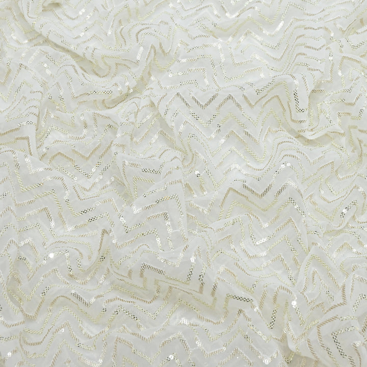 Premium Dyeable Viscose Georgette Sequins Embroidery Designer Fabric SC0R78
