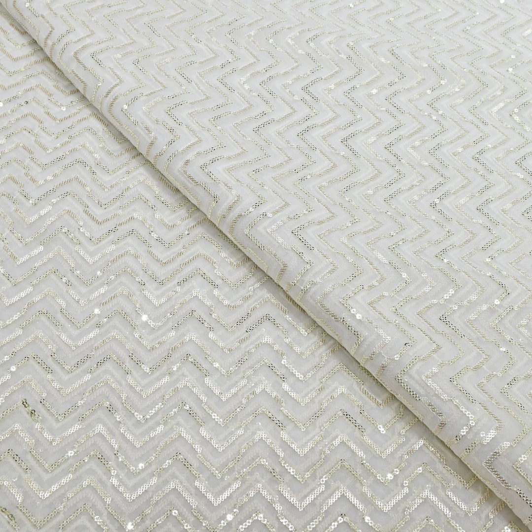Premium Dyeable Viscose Georgette Sequins Embroidery Designer Fabric SC0R78
