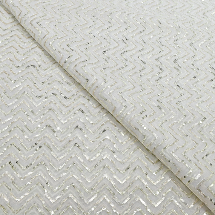 Premium Dyeable Viscose Georgette Sequins Embroidery Designer Fabric SC0R78