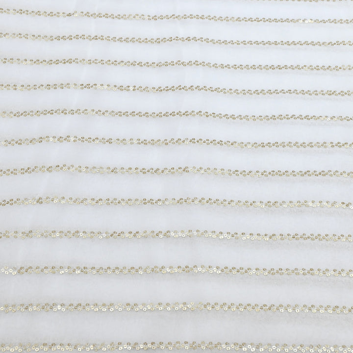Premium Dyeable Viscose Georgette Stripe Sequins Embroidery Designer Fabric 004849