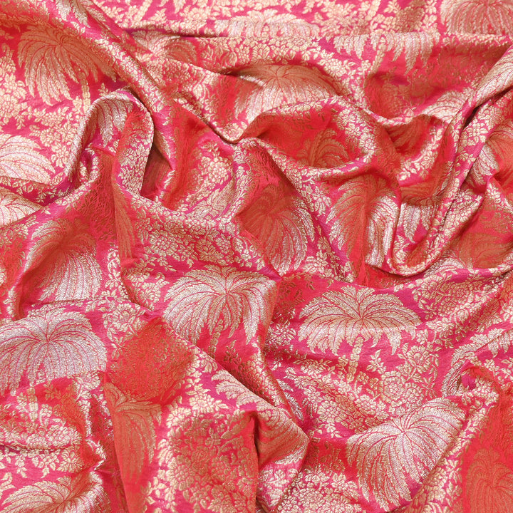 Silk Alfi Zari Brocade Fabric – Traditional Designer Brocade Fabric - AS1856-D