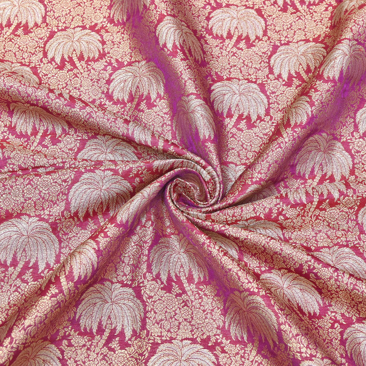 Silk Alfi Zari Brocade Fabric – Traditional Designer Brocade Fabric - AS1856-C