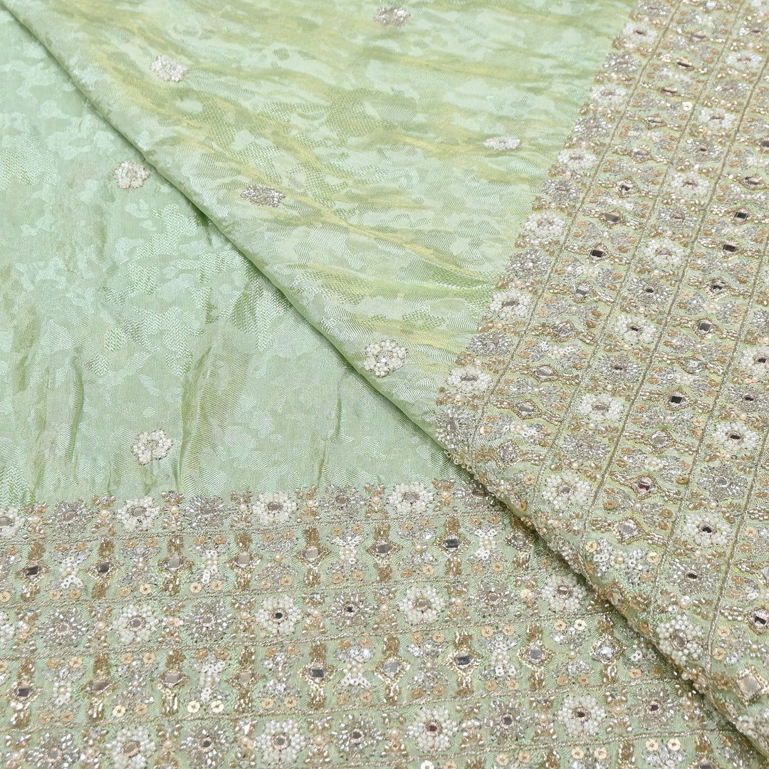 Premium Tissue Self Moti & Sequin Embroidery Fabric | Designer Festive Wear | 000DA16-04