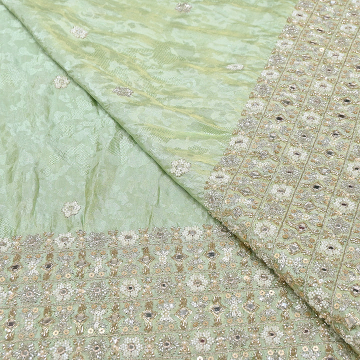 Premium Tissue Self Moti & Sequin Embroidery Fabric | Designer Festive Wear | 000DA16-04