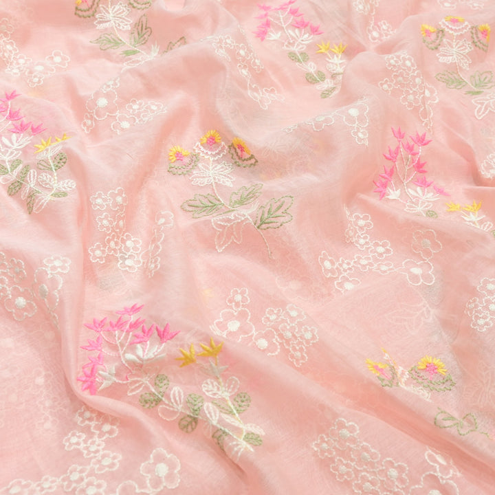Cotton Chanderi Multi Thread Embroidery Fabrics