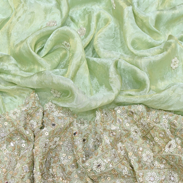 Premium Tissue Self Moti & Sequin Embroidery Fabric | Designer Festive Wear | 000DA16-04