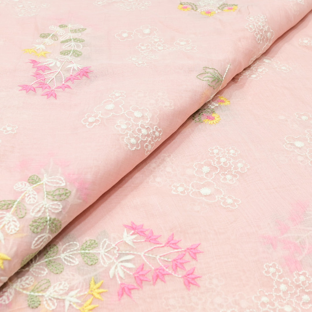 Cotton Chanderi Multi Thread Embroidery Fabrics
