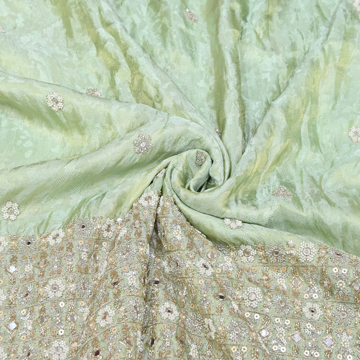 Premium Tissue Self Moti & Sequin Embroidery Fabric | Designer Festive Wear | 000DA16-04